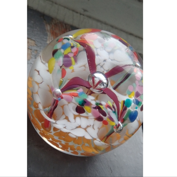Vintage Other - Vintage 60s Corning glass bubble colorful psychedelic flower cluster paperweight